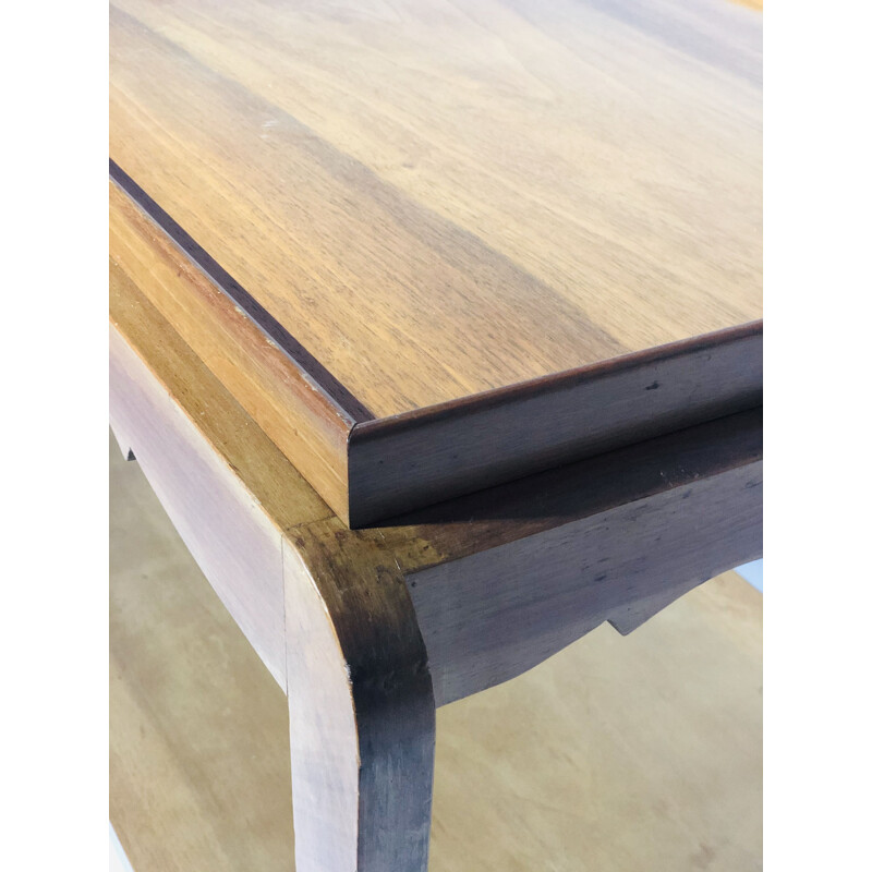 Table d'appoint vintage en bois double plateaux 