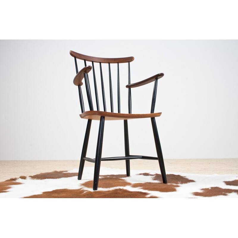Vintage Billund Black And Brown Chair 1960s