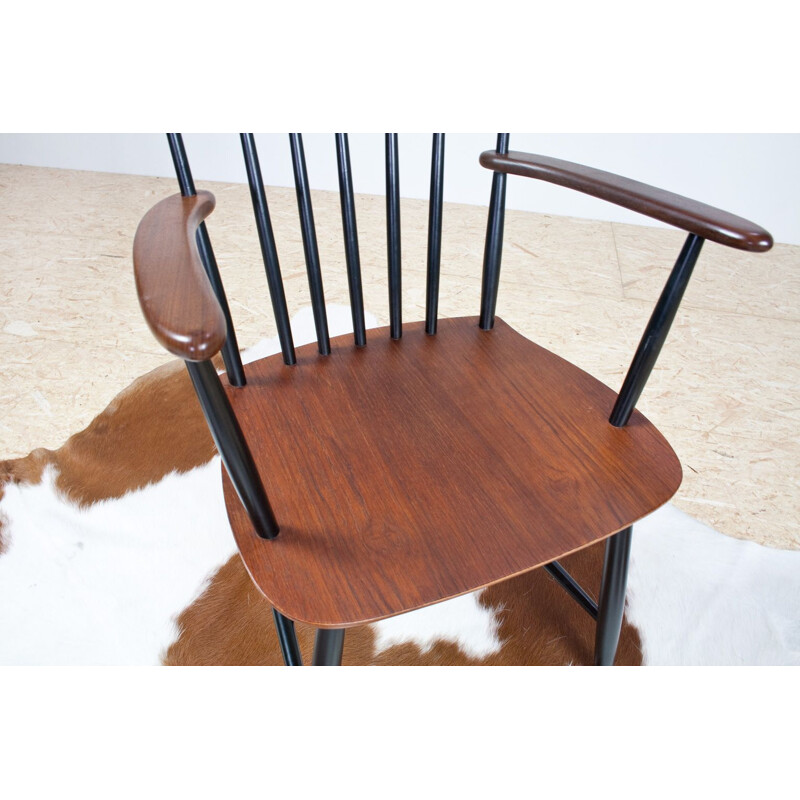 Vintage Billund Black And Brown Chair 1960s