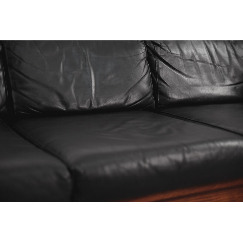 Vintage Bastiano Leather Black Sofa by Tobia & Afra Scarpa by Gavina, 1962