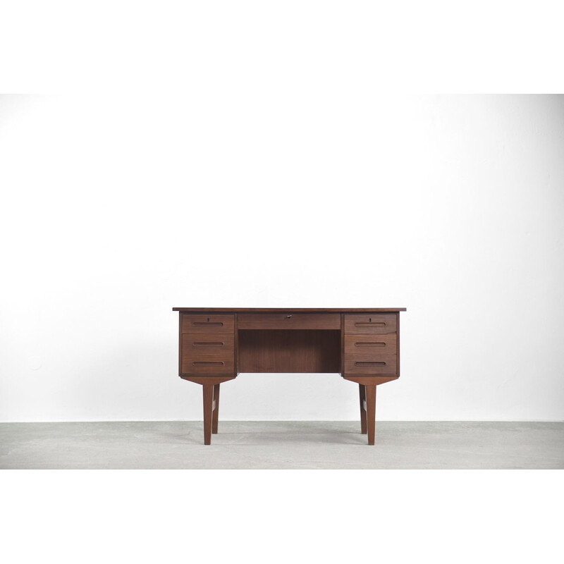 Vintage solid teak bilateral desk, Denmark 1960