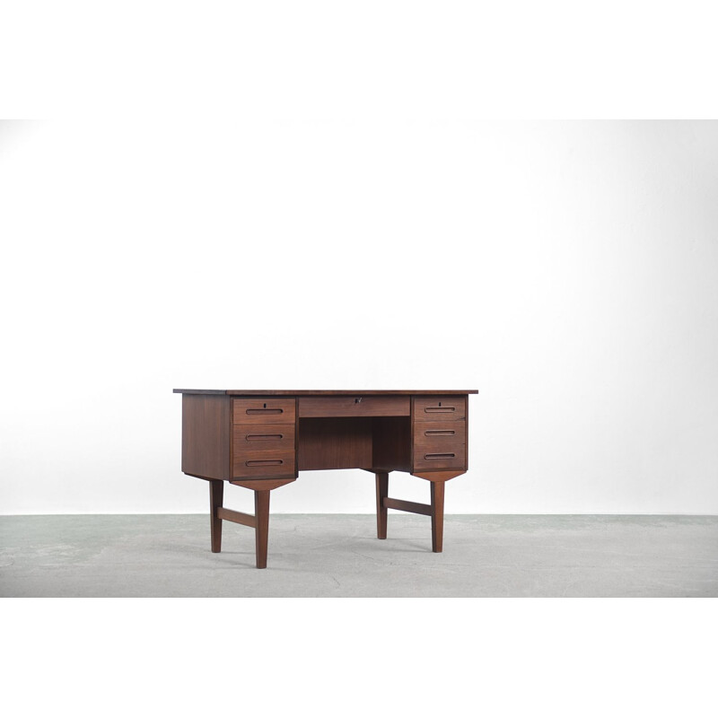 Scrivania bifronte in teak massiccio d'epoca, Danimarca 1960