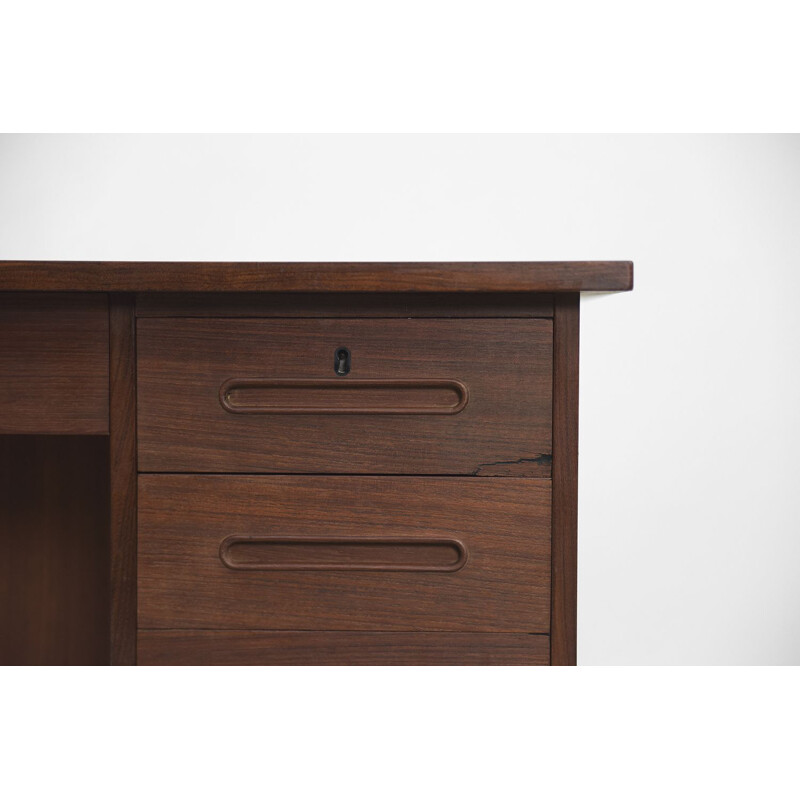 Vintage solid teak bilateral desk, Denmark 1960