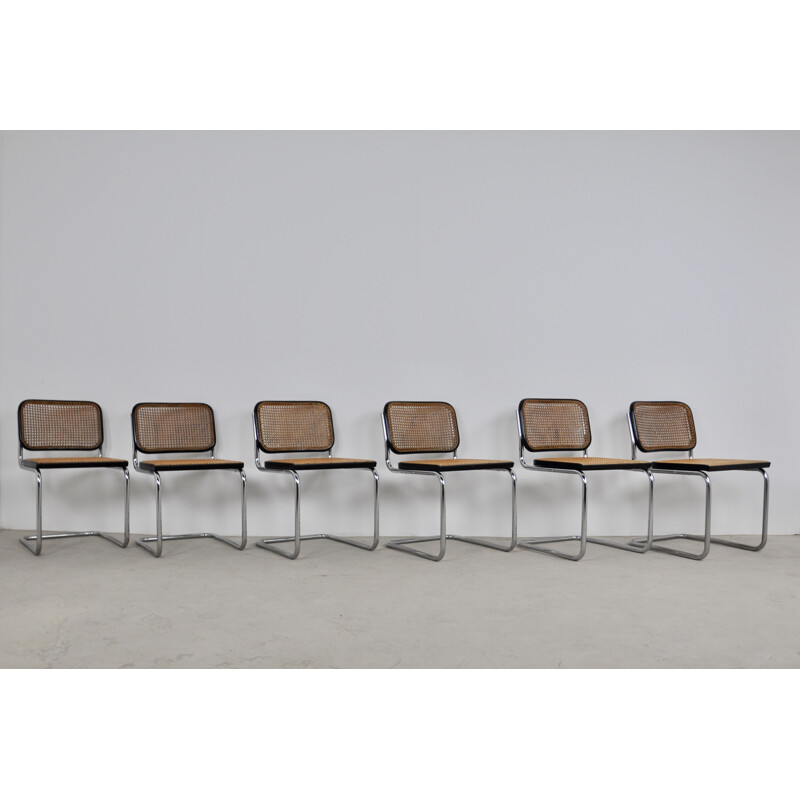 Set 6 vintage Gavina Dinning chairs by Marcel Breuer 1980s
