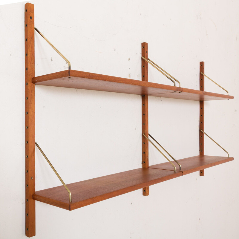 Vintage 4 shelves teak wall unit Sorensen Cadovius, Danish 1960s
