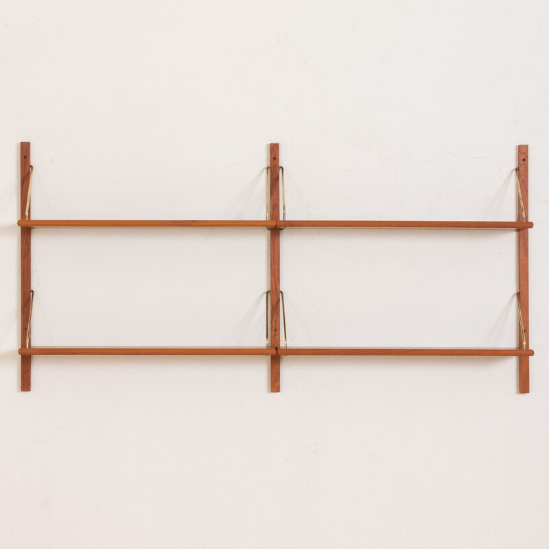 Vintage 4 shelves teak wall unit Sorensen Cadovius, Danish 1960s