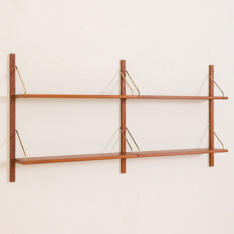 Vintage 4 shelves teak wall unit Sorensen Cadovius, Danish 1960s
