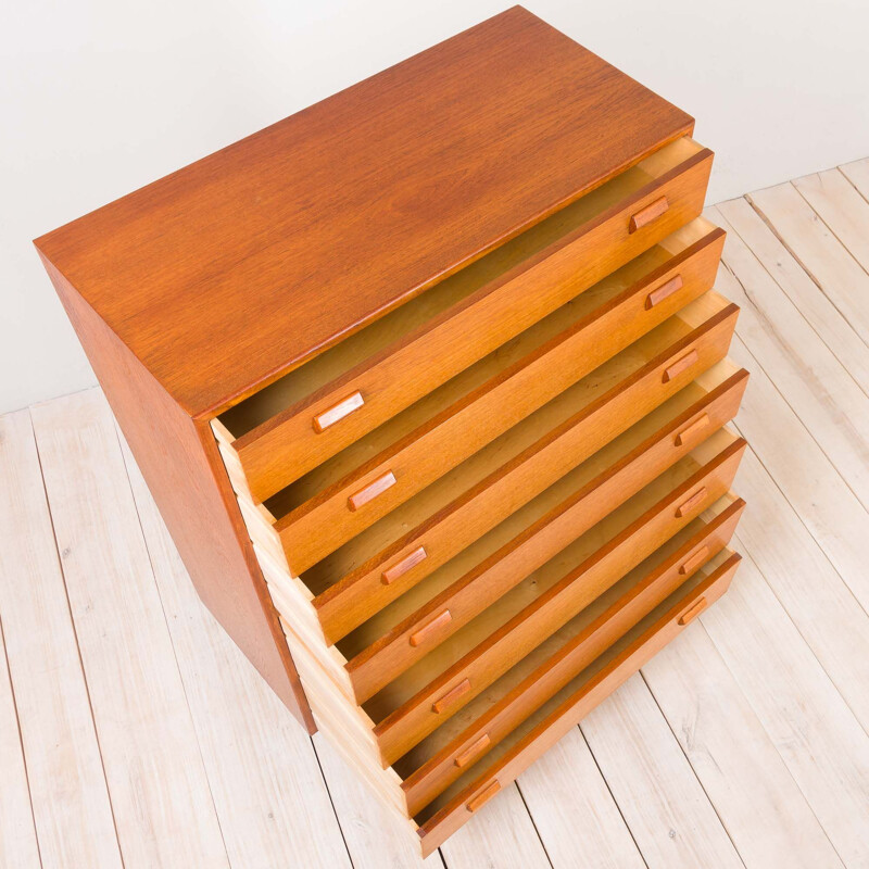 Vintage Chest of drawers by Borge Mogensen 7 drawers teak highboy dresser, Denmark 1950s