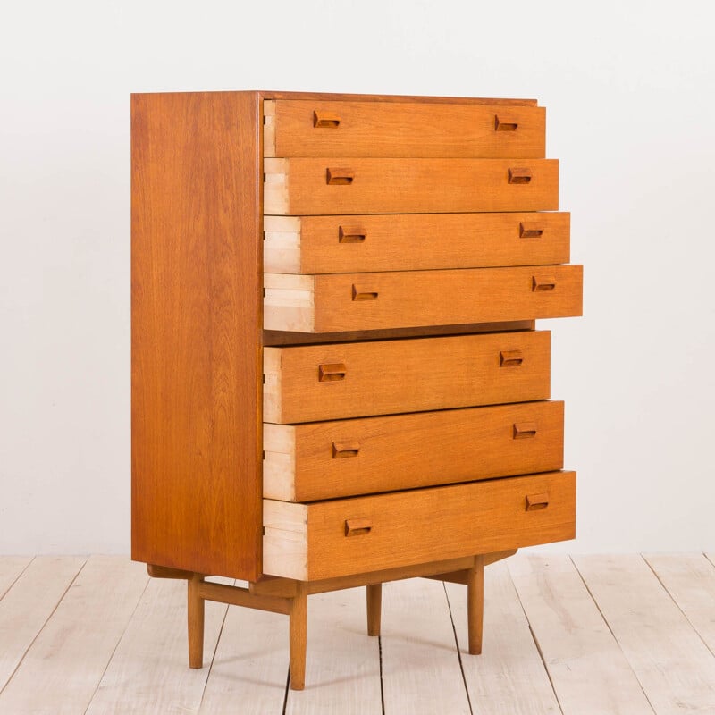 Vintage Chest of drawers by Borge Mogensen 7 drawers teak highboy dresser, Denmark 1950s