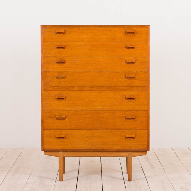 Vintage Chest of drawers by Borge Mogensen 7 drawers teak highboy dresser, Denmark 1950s