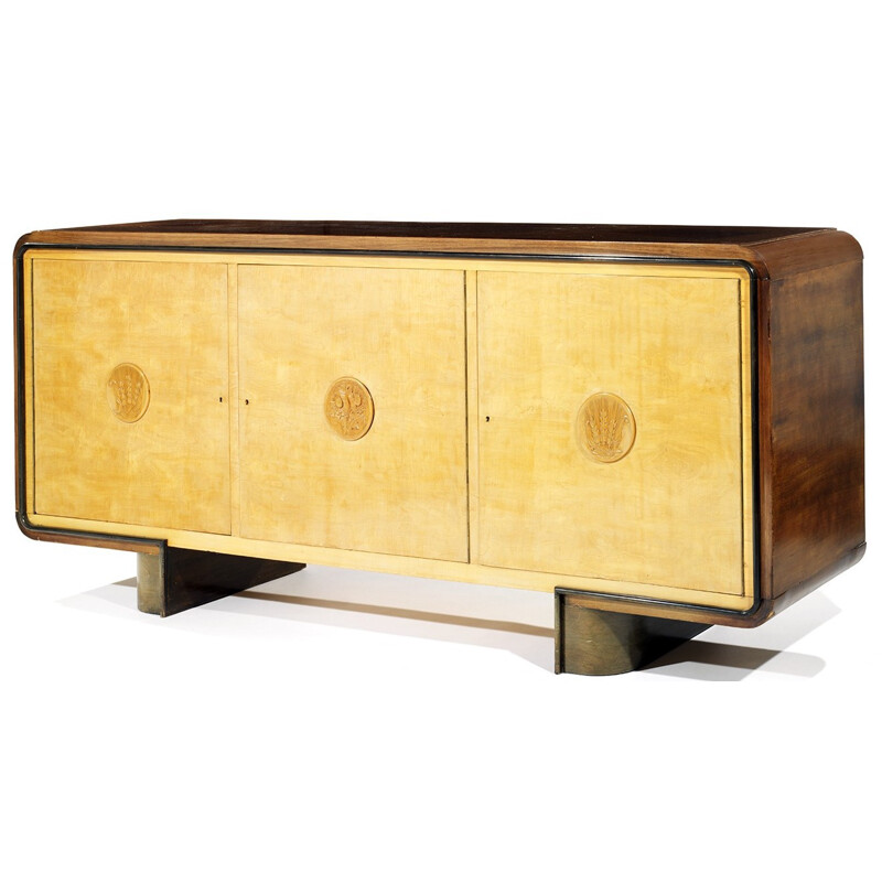 Mid-century sideboard in beechwood, sycamore and rosewood, Jean ROYERE - 1950s