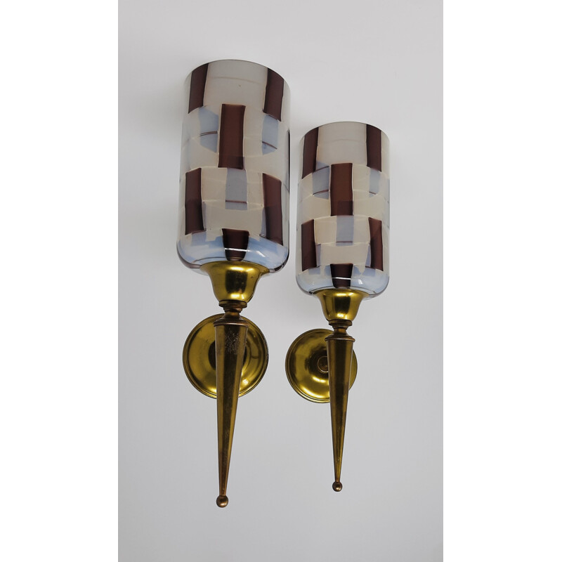 Pair of Vintage 'Pezzato' by Ercole Barovier for Barovier & Toso 1950s