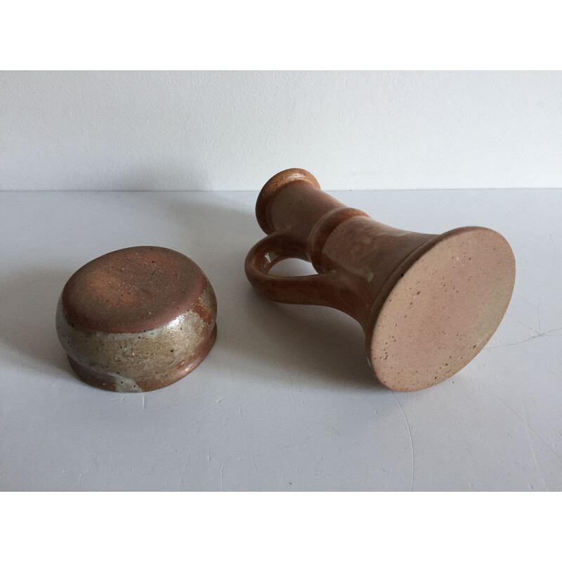 Vintage Candleholder and Candle Jar in Sandstone