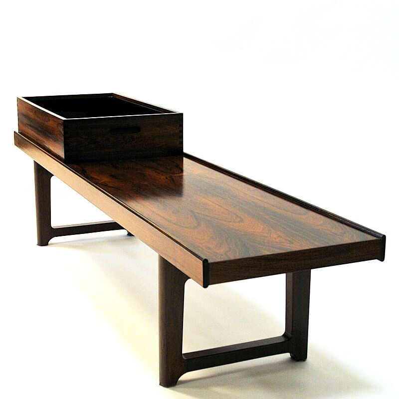 Vintage Krobobench of rosewood  with flowerbox by Torbjørn Afdal for Bruksbo Norway 1960s