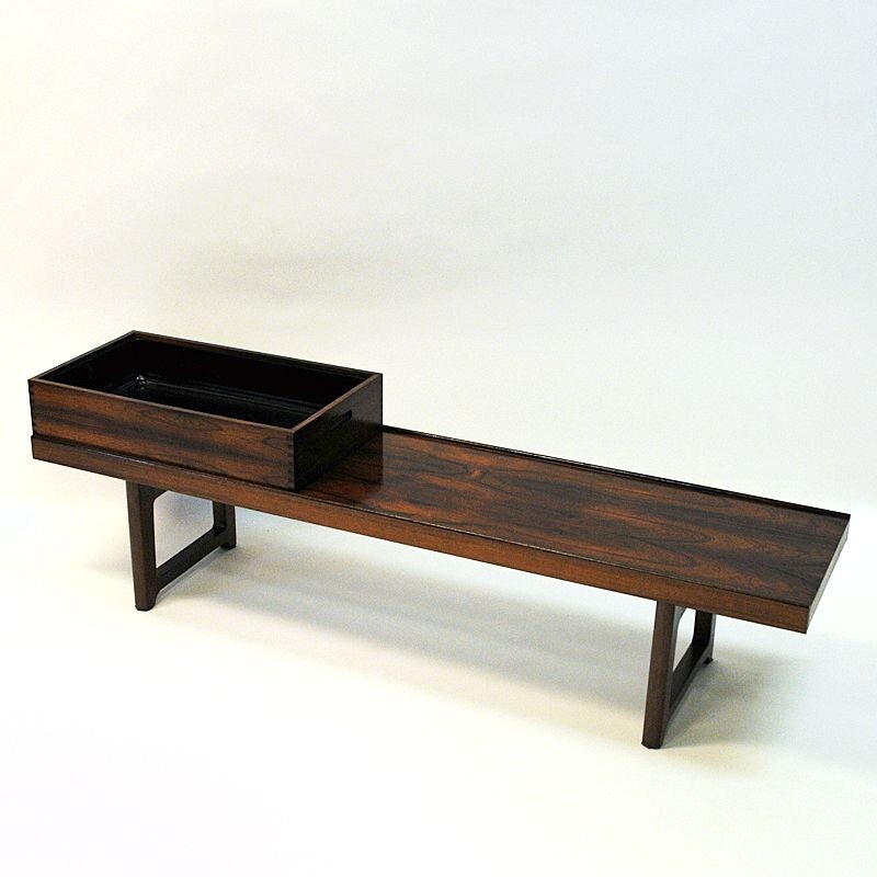 Vintage Krobobench of rosewood  with flowerbox by Torbjørn Afdal for Bruksbo Norway 1960s