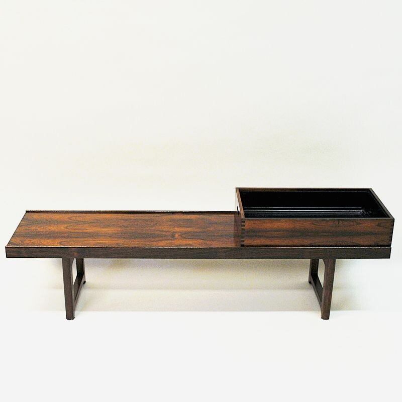 Vintage Krobobench of rosewood  with flowerbox by Torbjørn Afdal for Bruksbo Norway 1960s