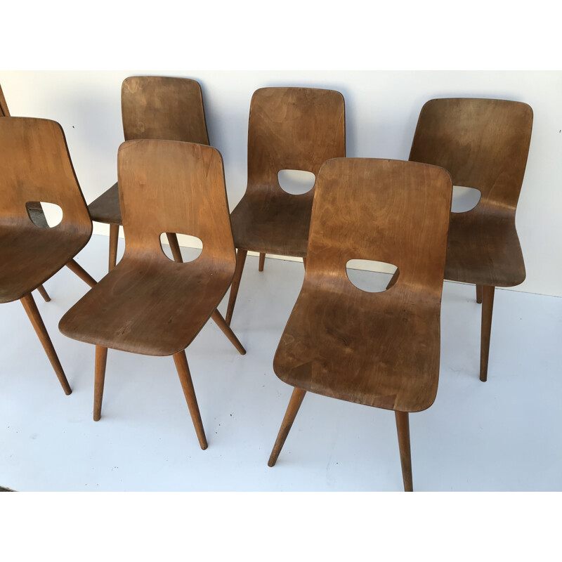 Suite of 6 vintage chairs by Hans Bellmann for Horgen Glarus, Switzerland 1950