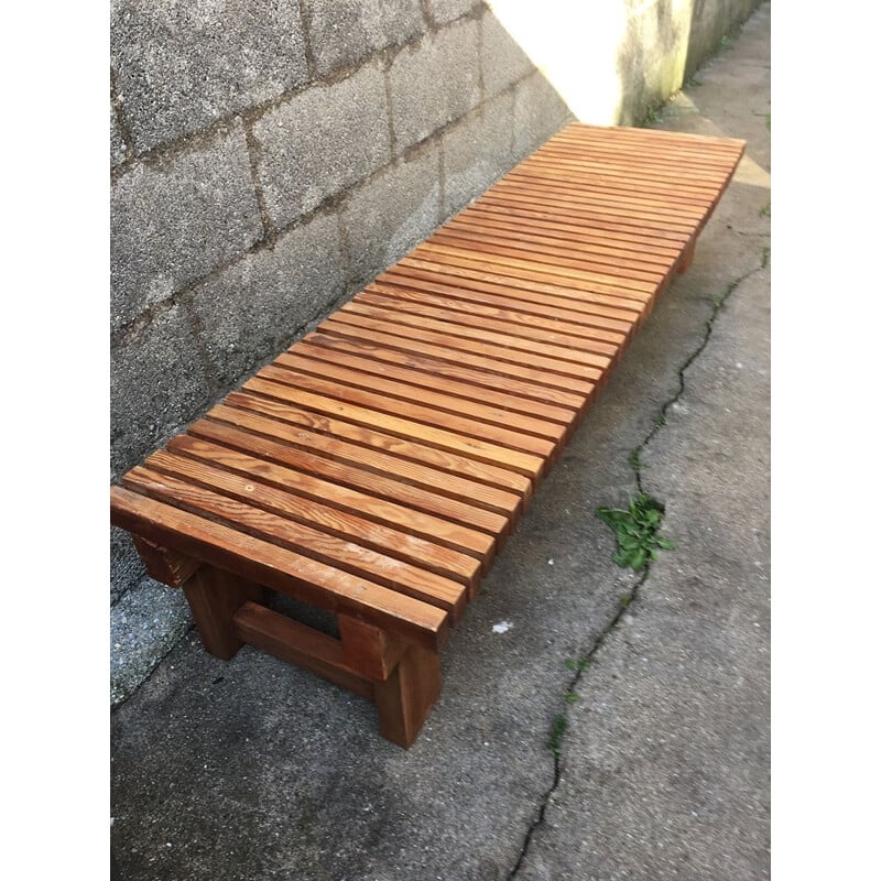 Vintage bench Duckboard Charlotte Perriand 1969
