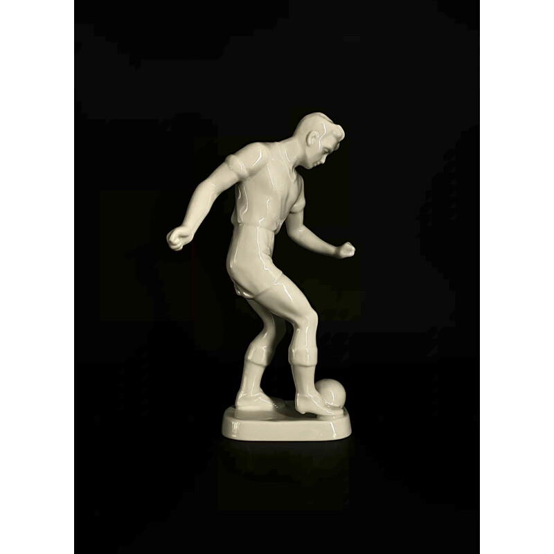 Vintage porcelain footballer figure by Hollóháza, Hungary 1940