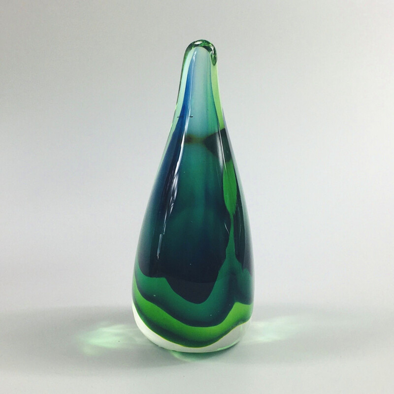 Mid-Century Murano Glass Sommerso Sculpture by Flavio Poli 1960s