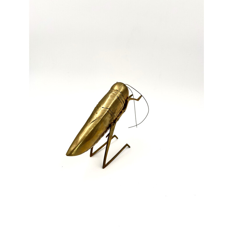 Vintage brass cricket sculpture, United Kingdom 1970