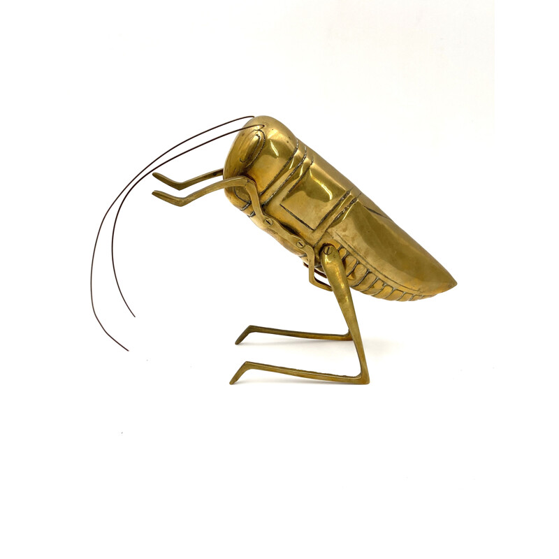 Vintage brass cricket sculpture, United Kingdom 1970