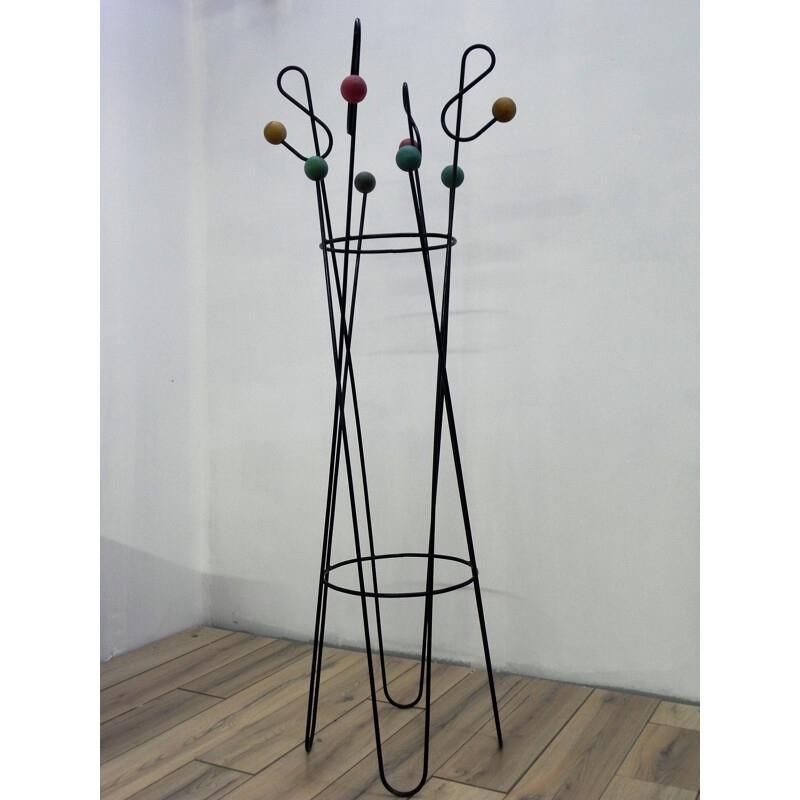 Coat rack with multicolored balls, Roger FERAUD - 1960s