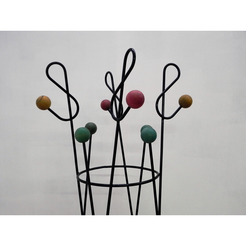 Coat rack with multicolored balls, Roger FERAUD - 1960s