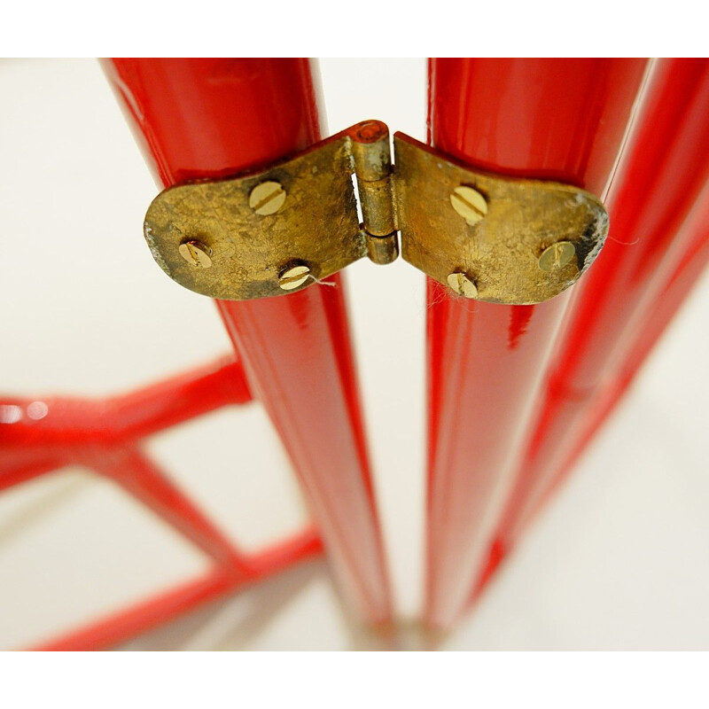 Vintage red lacquered bamboo console with gold lacquered top, Italy