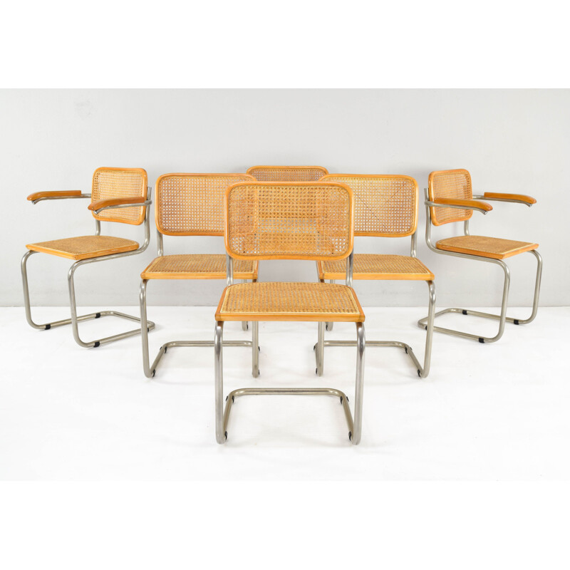 Set of 6 vintage chairs Cesca, Marcel Breuer, Italy 1970