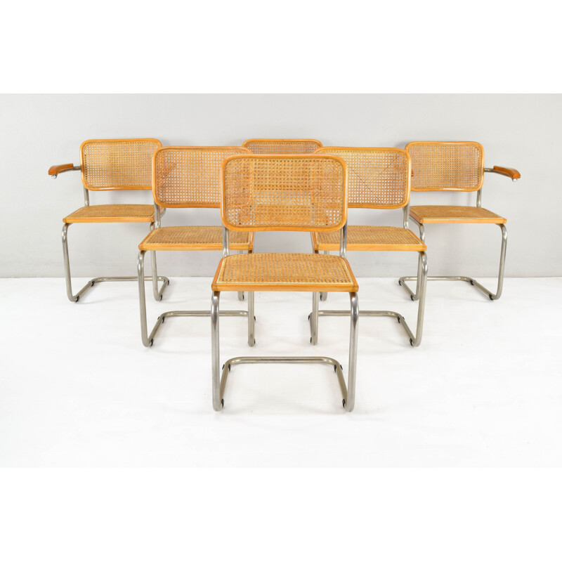 Set of 6 vintage chairs Cesca, Marcel Breuer, Italy 1970