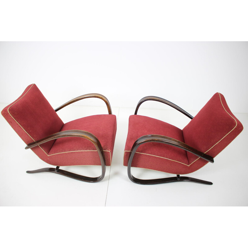 Paire de fauteuils vintage H 269 de Jindrich Halabala, Art Déco, Tchécoslovaquie 1930