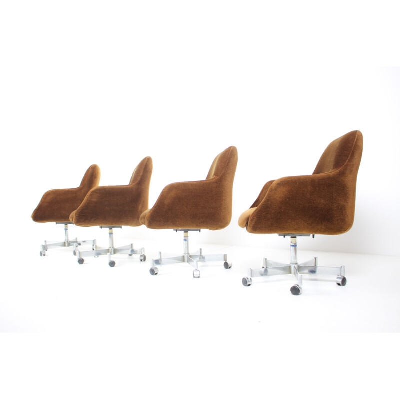 Ensemble de 4 fauteuils de bureau vintage pivotants, Allemagne 1970