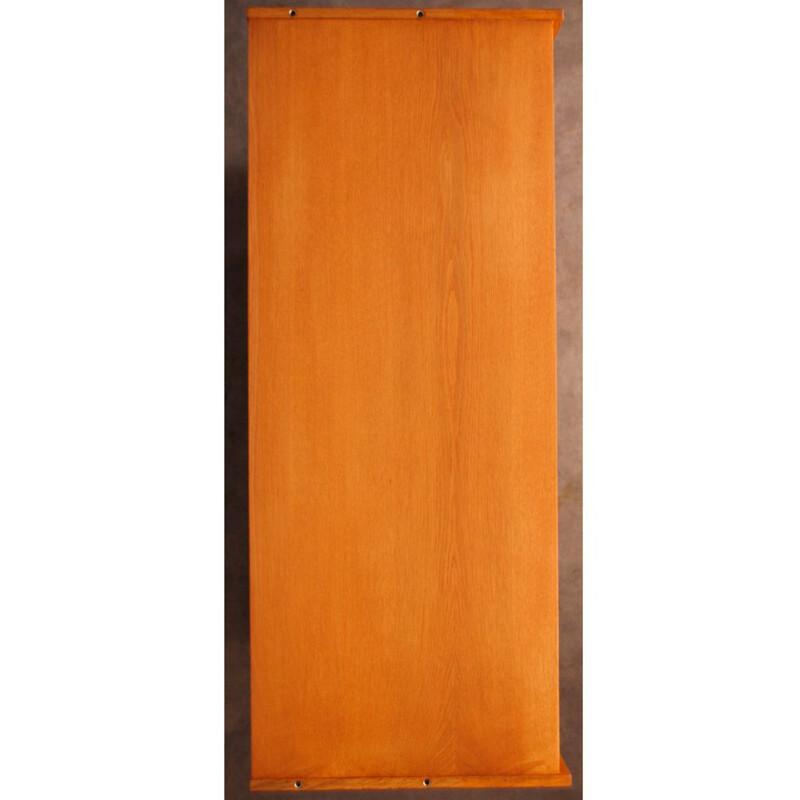 Vintage oak chest of drawers with sliding doors by Jiri Jiroutek, 1960