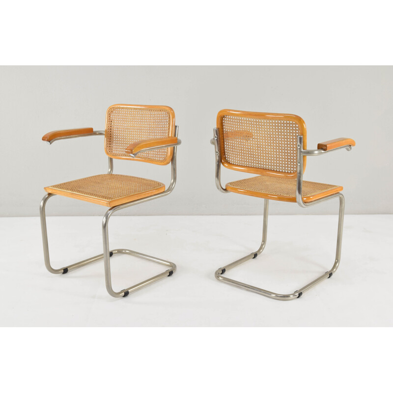 Paire de chaises vintage Marcel Breuer B64 Cesca Italie 1970