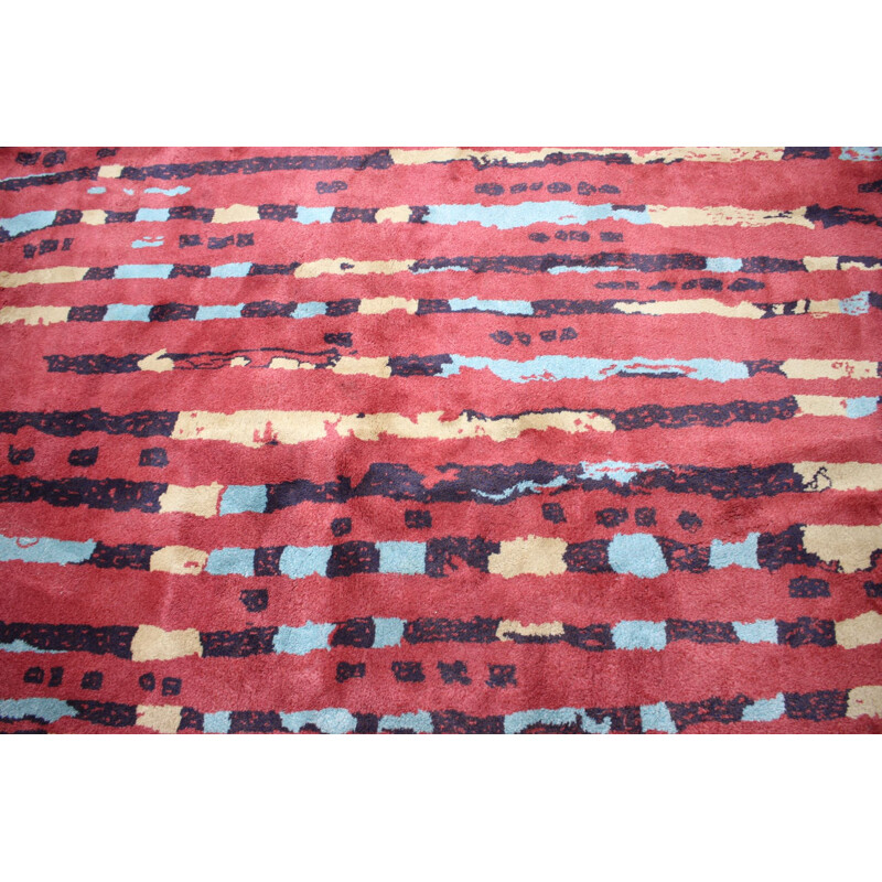 Vintage abstract wool rug, Czechoslovakia 1940