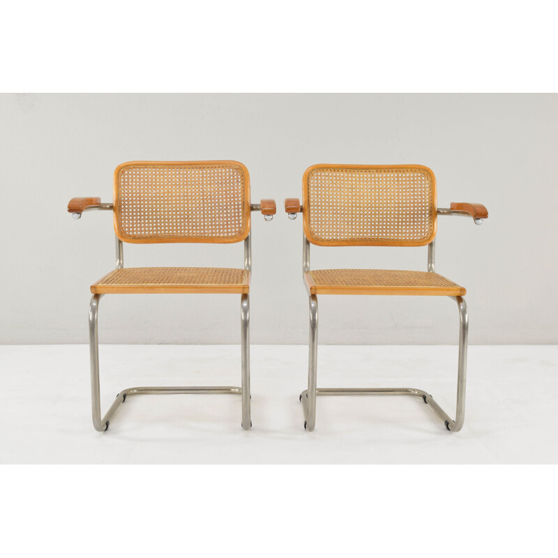 Pair of Mid-Century Marcel Breuer B64 Cesca Chairs, Italy 1970