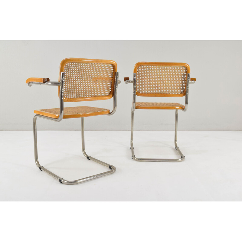 Pair of Mid-Century Marcel Breuer B64 Cesca Chairs, Italy 1970