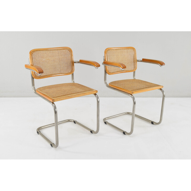 Paire de chaises vintage Marcel Breuer B64 Cesca Italie 1970