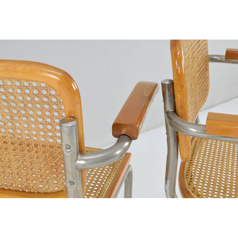 Pair of Mid-Century Marcel Breuer B64 Cesca Chairs, Italy 1970