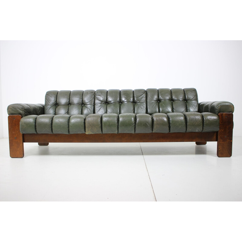 Vintage Leather sofa by kaluste yhtyma Finland Scandinavian 1970s