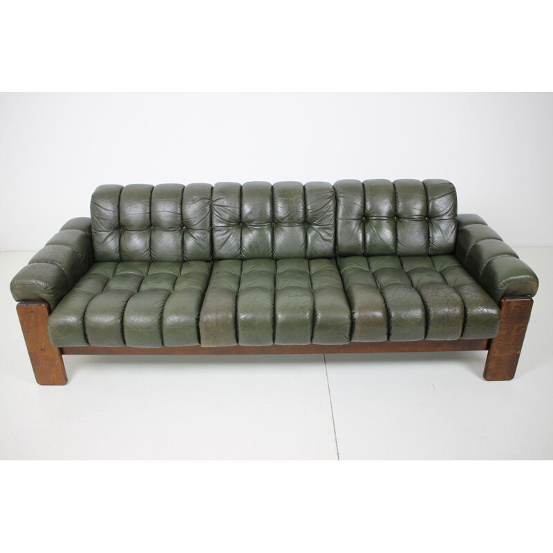 Vintage Leather sofa by kaluste yhtyma Finland Scandinavian 1970s