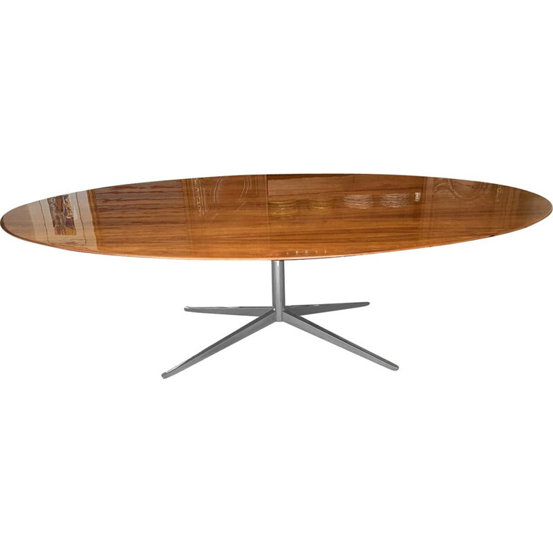 Vintage oval table Florence Knoll in American walnut 1970
