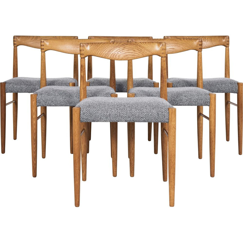 Set of 6 vintage oak chairs by HW Klein for Bramin, Danish 1960