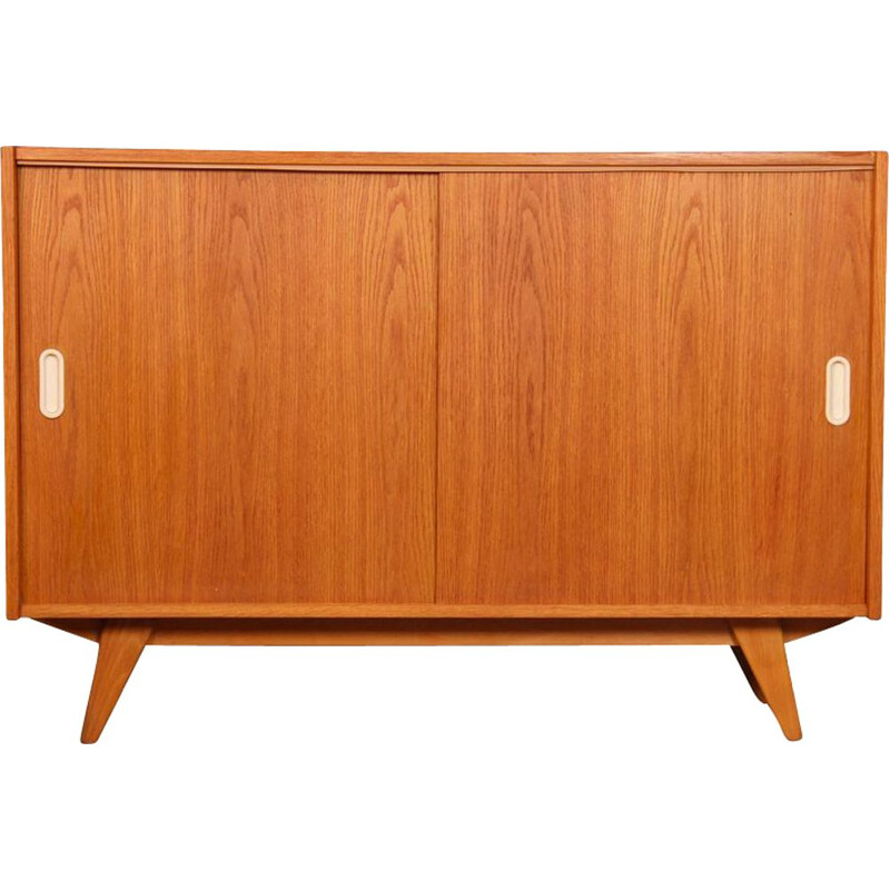 Vintage oak chest of drawers with sliding doors by Jiri Jiroutek, 1960