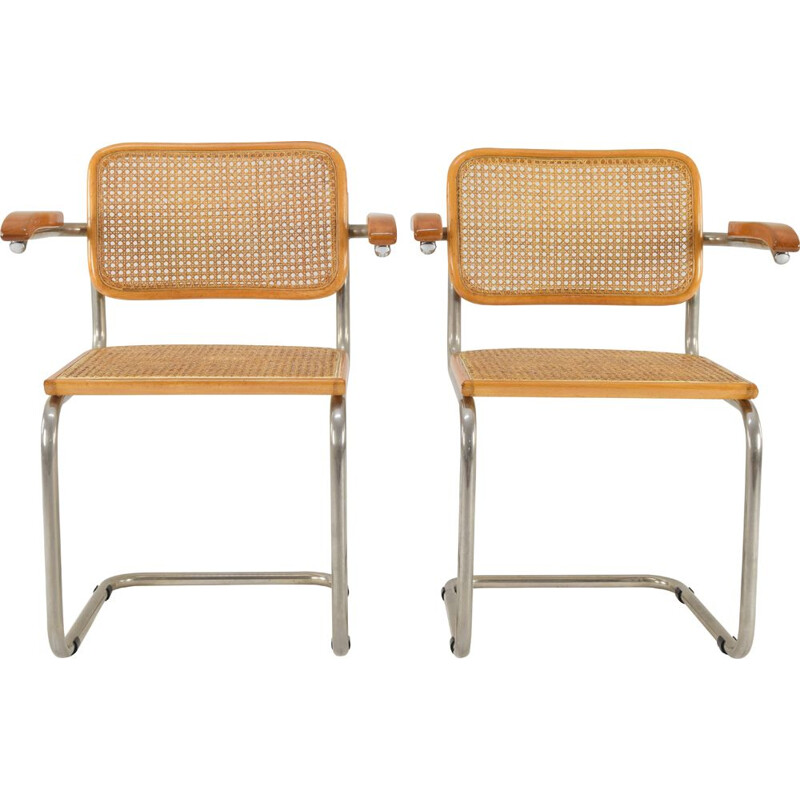 Pair of Mid-Century Marcel Breuer B64 Cesca Chairs, Italy 1970