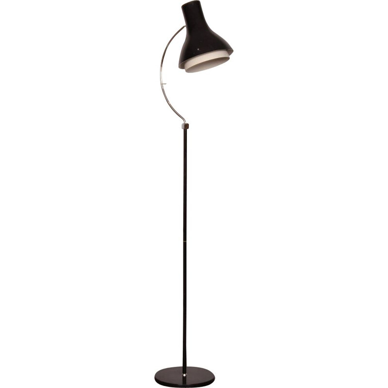 Vintage black metal floor lamp by Josef Hurka for Napako, 1960