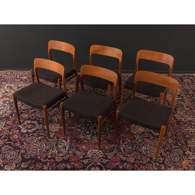 6 Vintage Dining chairs model 75, Niels O. Møller 1950s