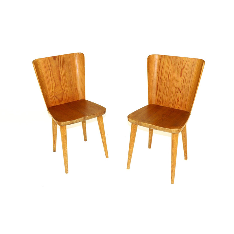 Ein Paar Vintage-Stühle aus Kiefernholz von Göran Malmvall, Schweden 1950