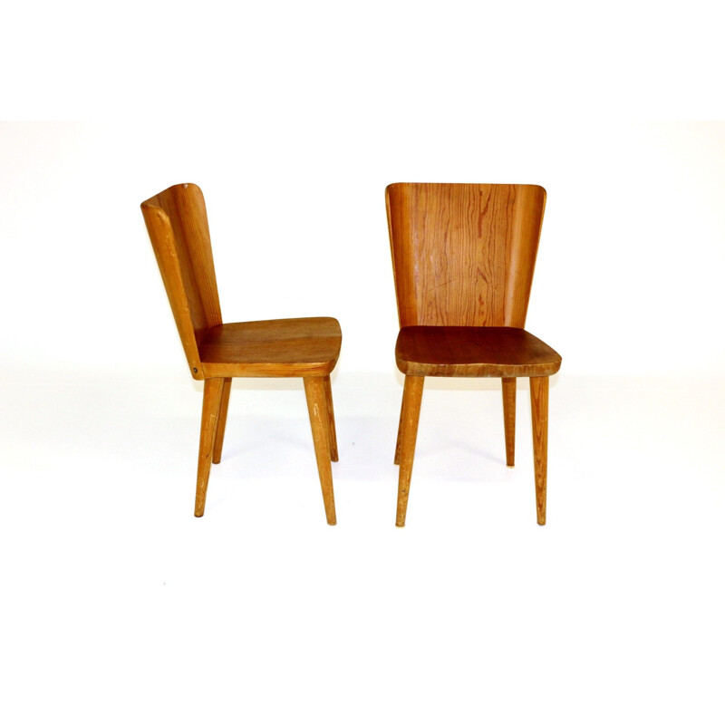 Ein Paar Vintage-Stühle aus Kiefernholz von Göran Malmvall, Schweden 1950